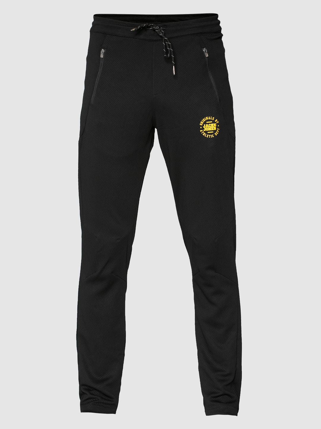 Black Textured Trackpants