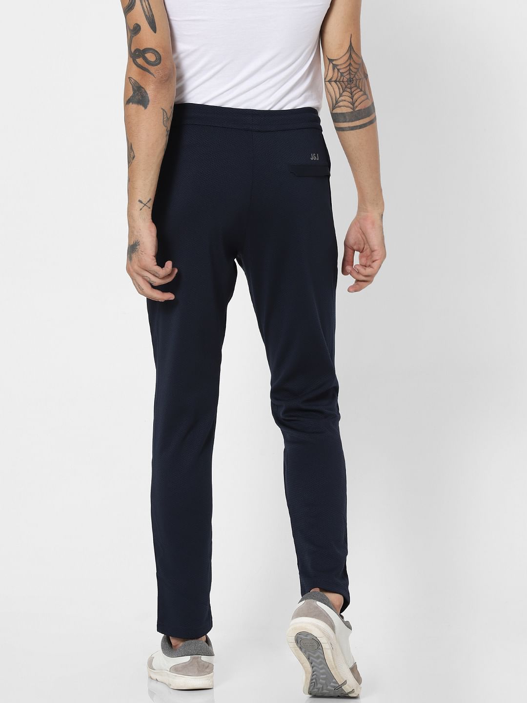 Navy Blue Textured Trackpants
