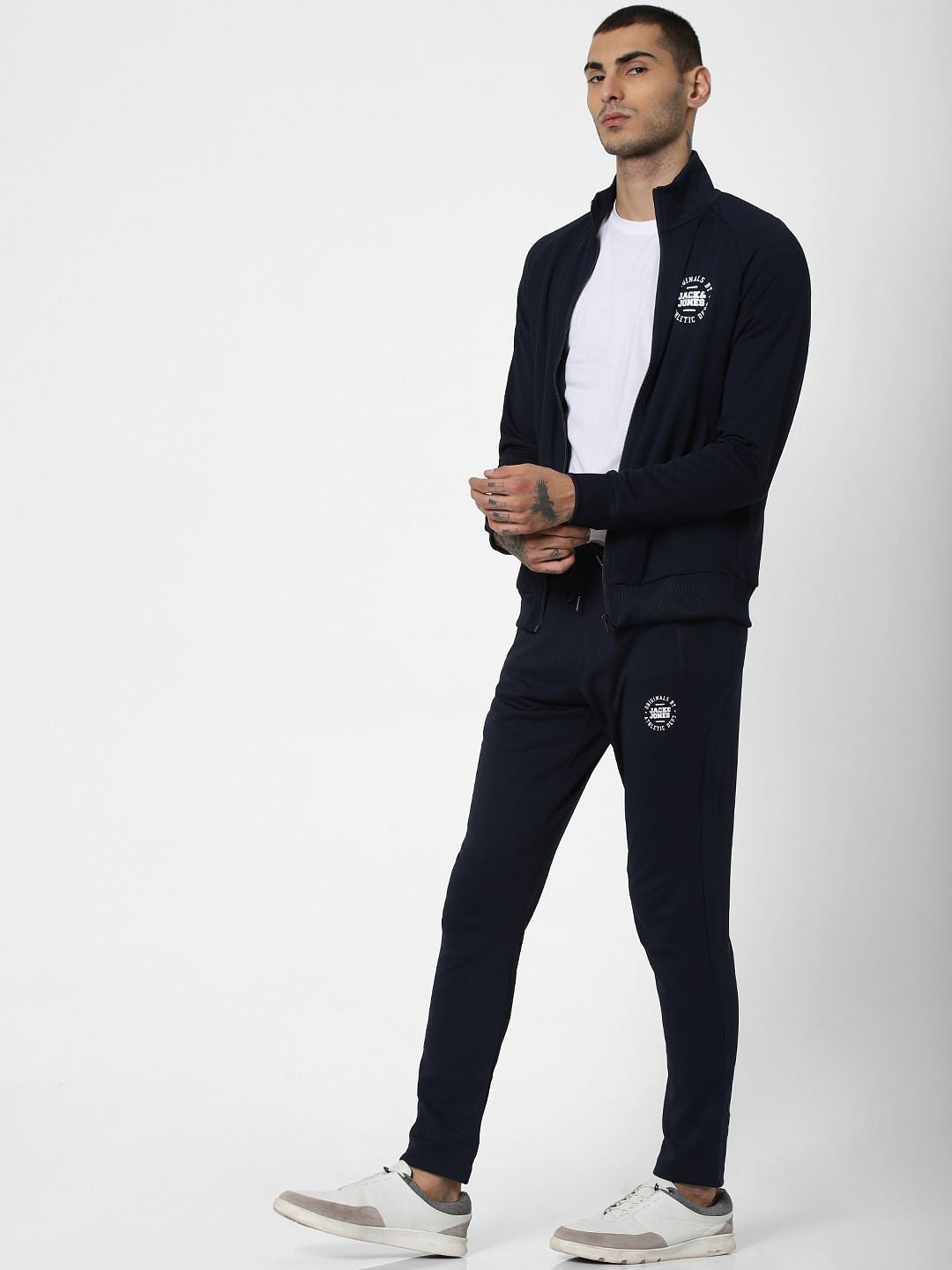 Navy Blue Textured Trackpants