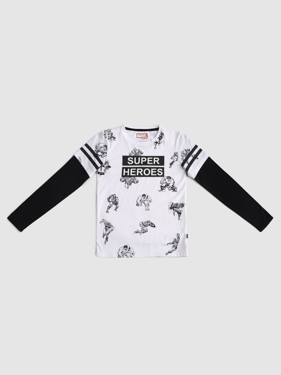 Boys X Marvel White Avengers Print Crew Neck T-shirt - 128/8Y