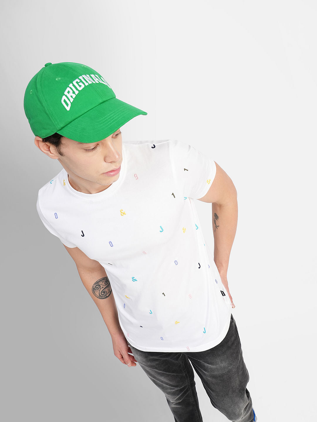White Logo Print Crew Neck T-shirt - S