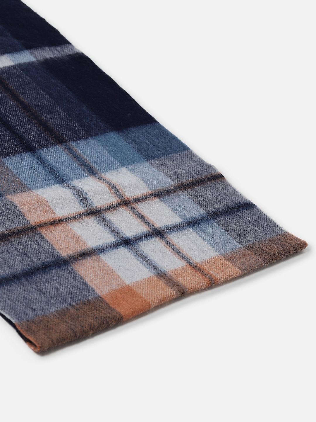 Navy Blue Check Woven Scarf