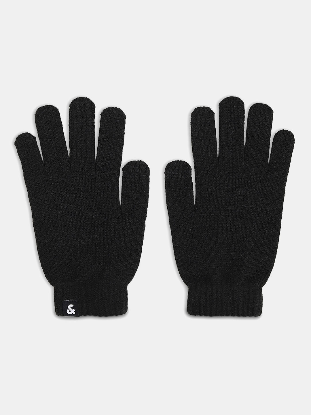 Black Knitted Gloves - ONE