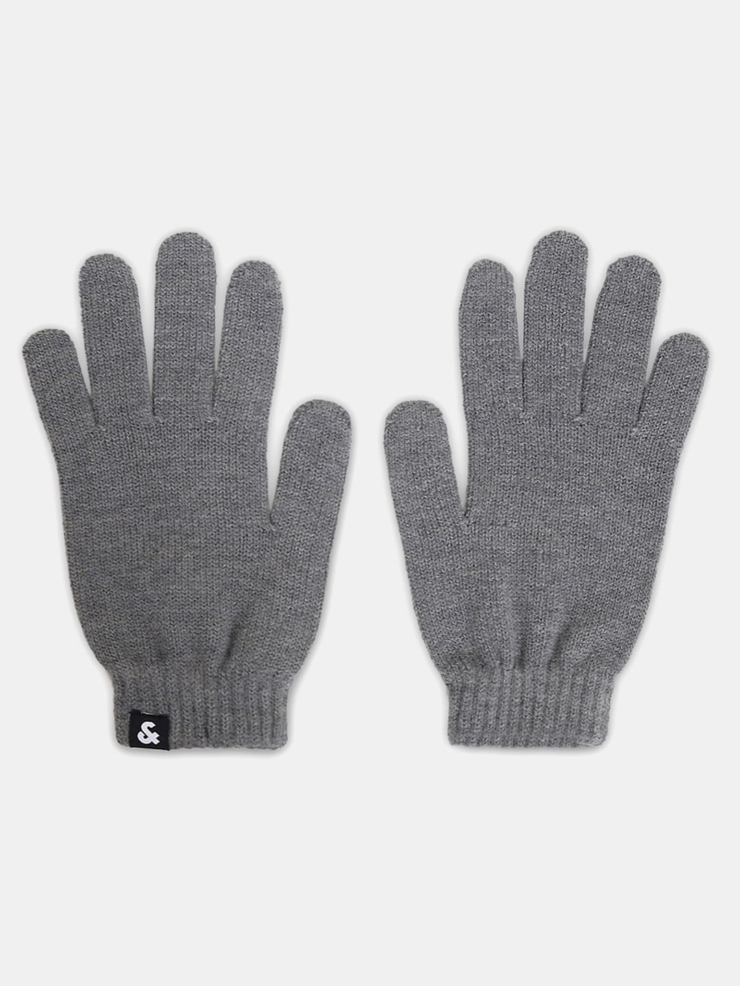 Grey Knitted Gloves - ONE
