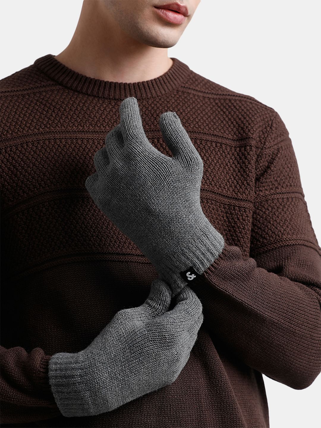 Grey Knitted Gloves