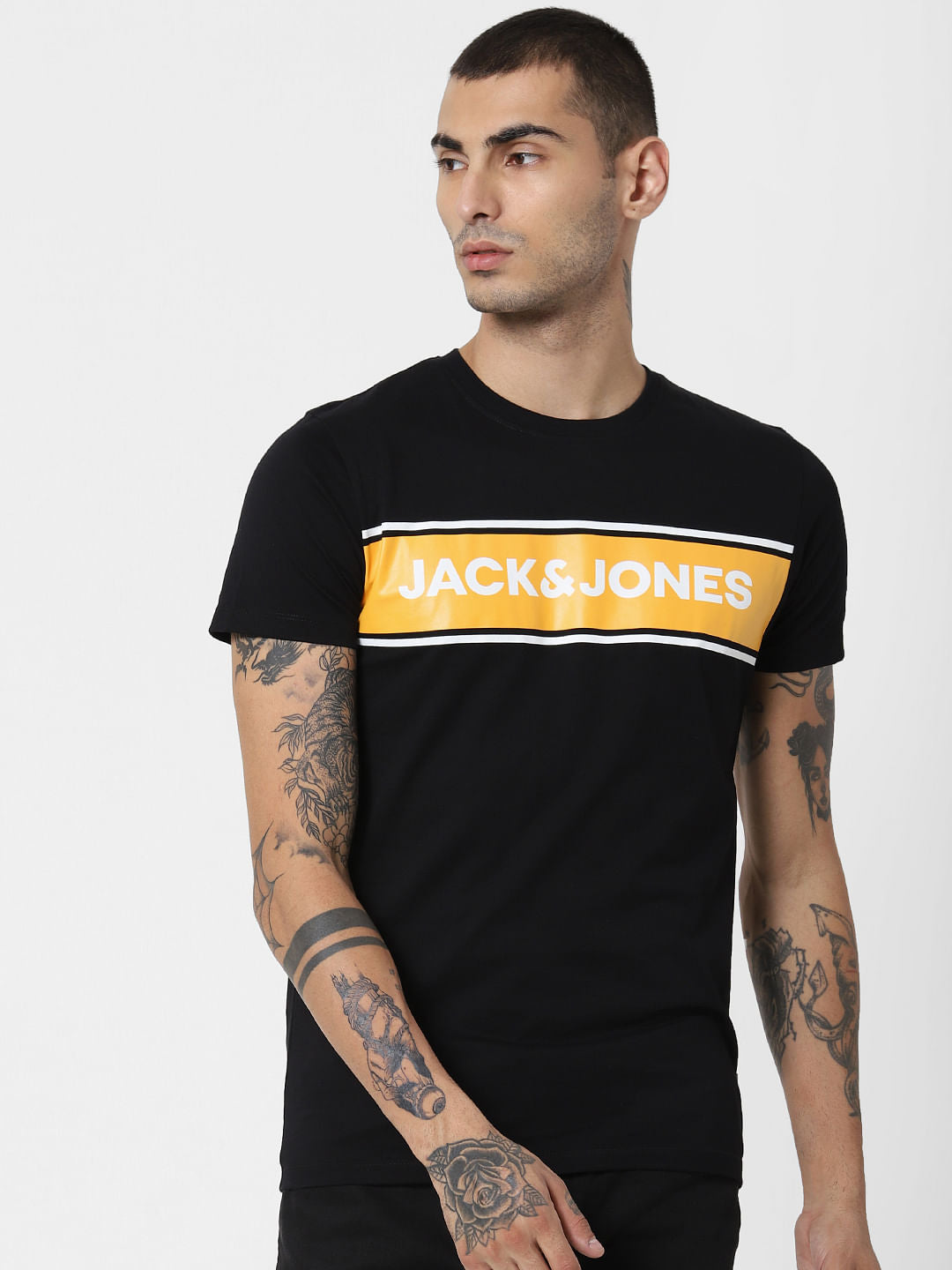 Black Logo Print Crew Neck T-Shirt