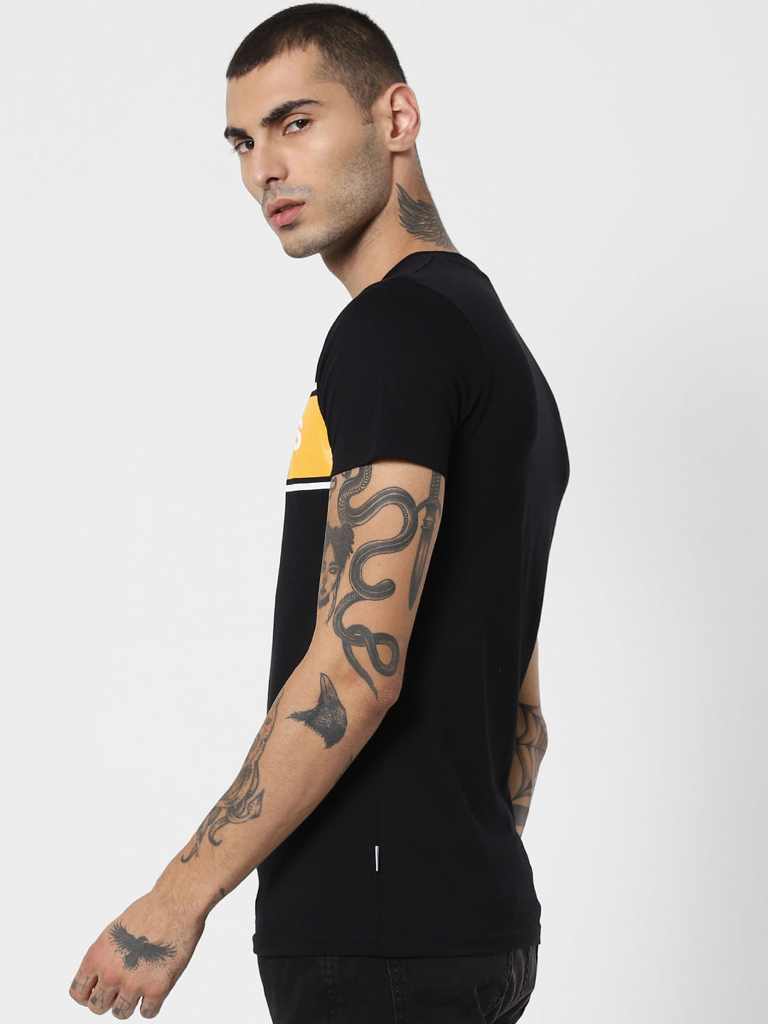 Black Logo Print Crew Neck T-Shirt