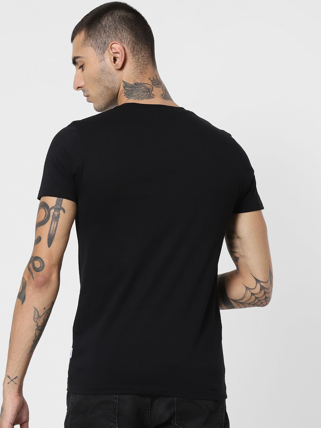 Black Logo Print Crew Neck T-Shirt