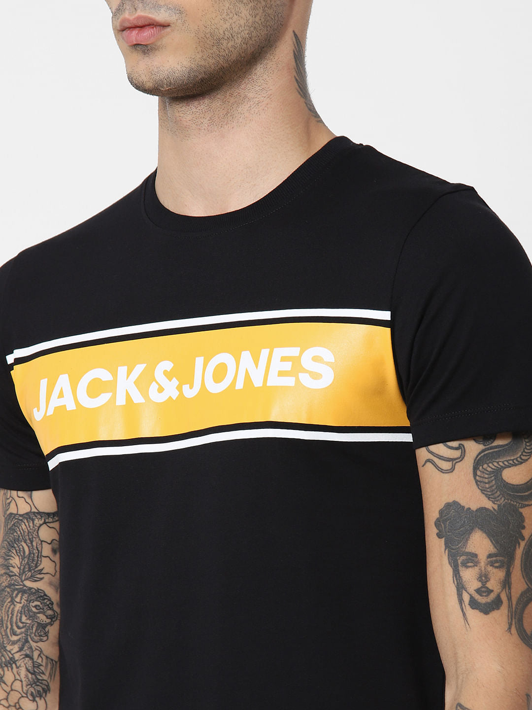 Black Logo Print Crew Neck T-Shirt