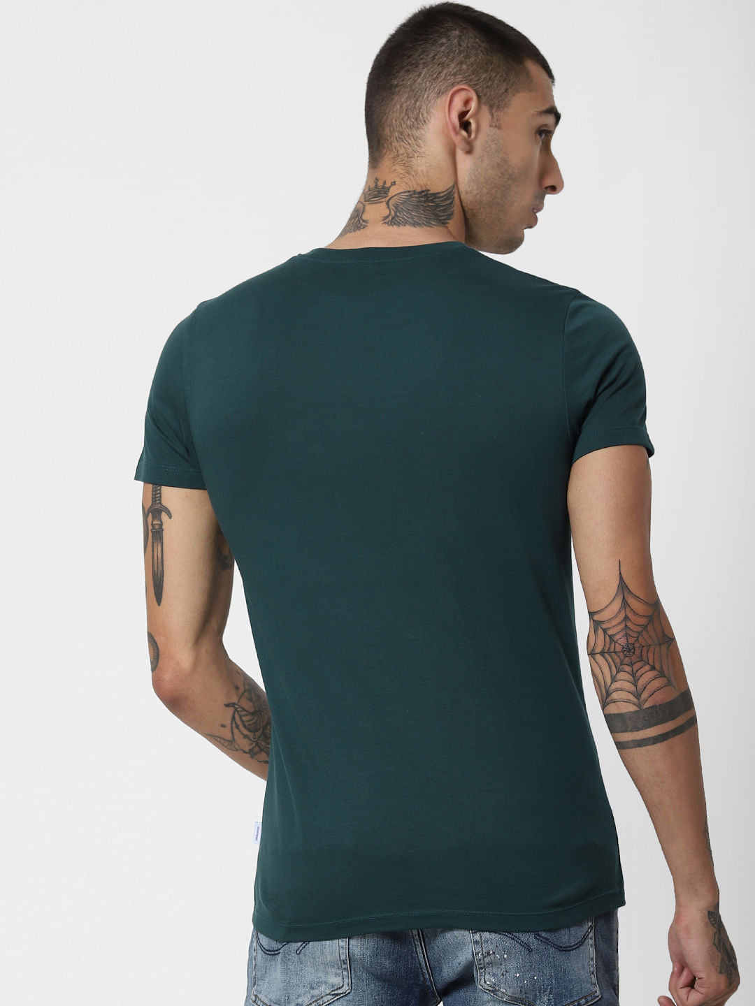 Green Logo Print Crew Neck T-Shirt
