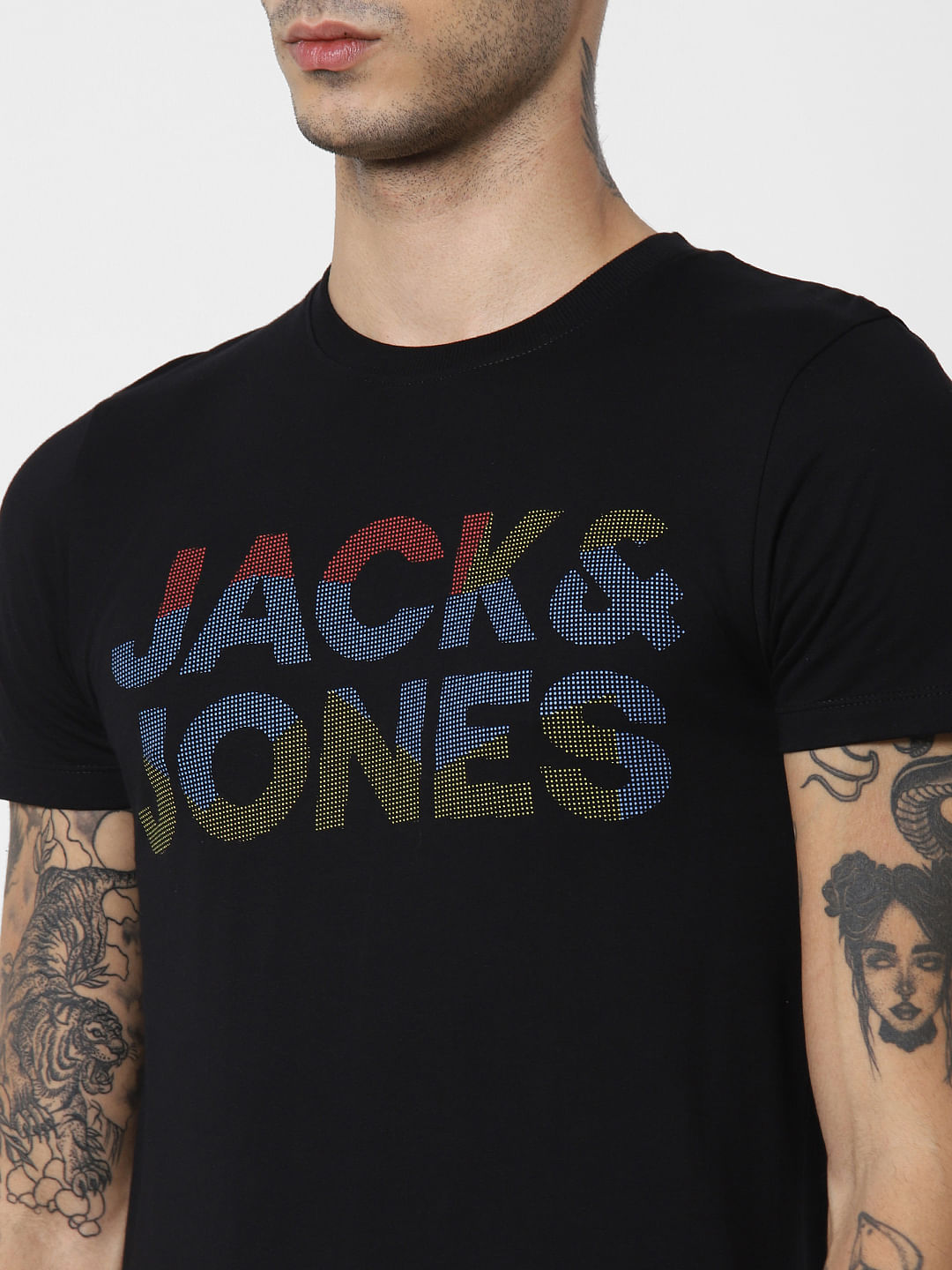 Black Logo Print Crew Neck T-Shirt