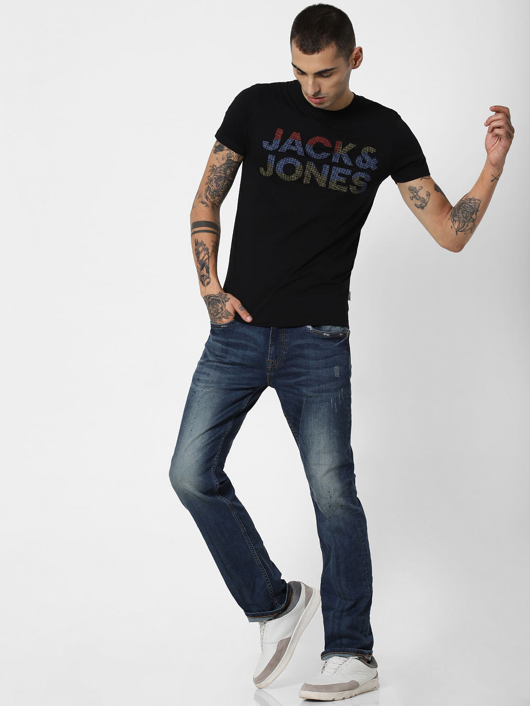 Black Logo Print Crew Neck T-Shirt