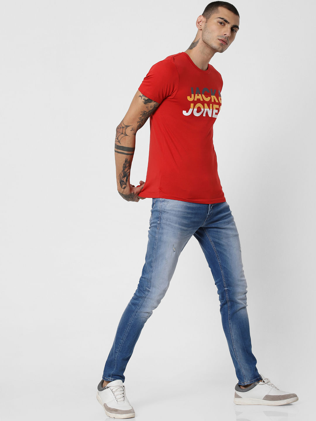 Red Logo Print Crew Neck T-Shirt