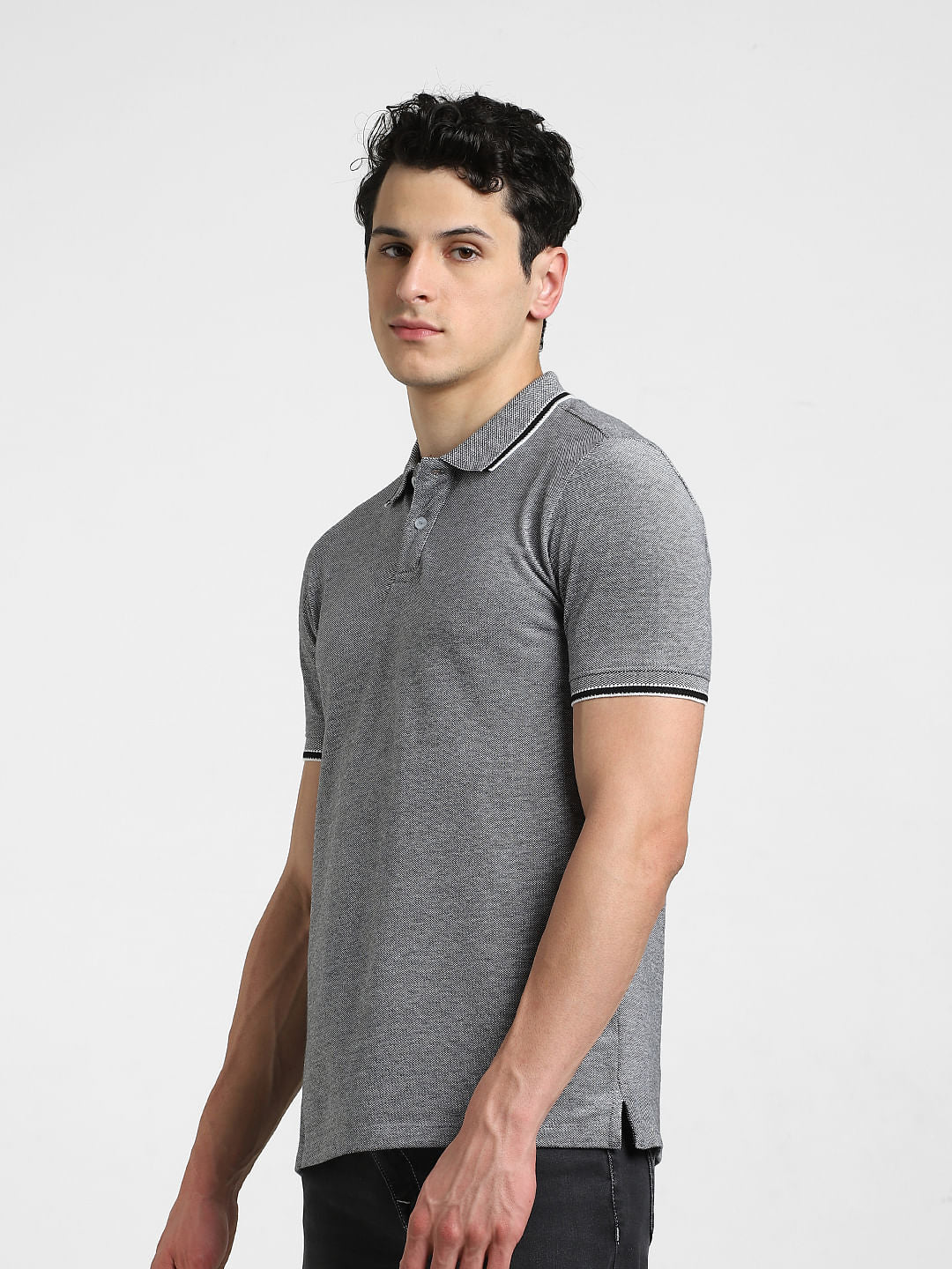 Black Cotton Polo T-shirt