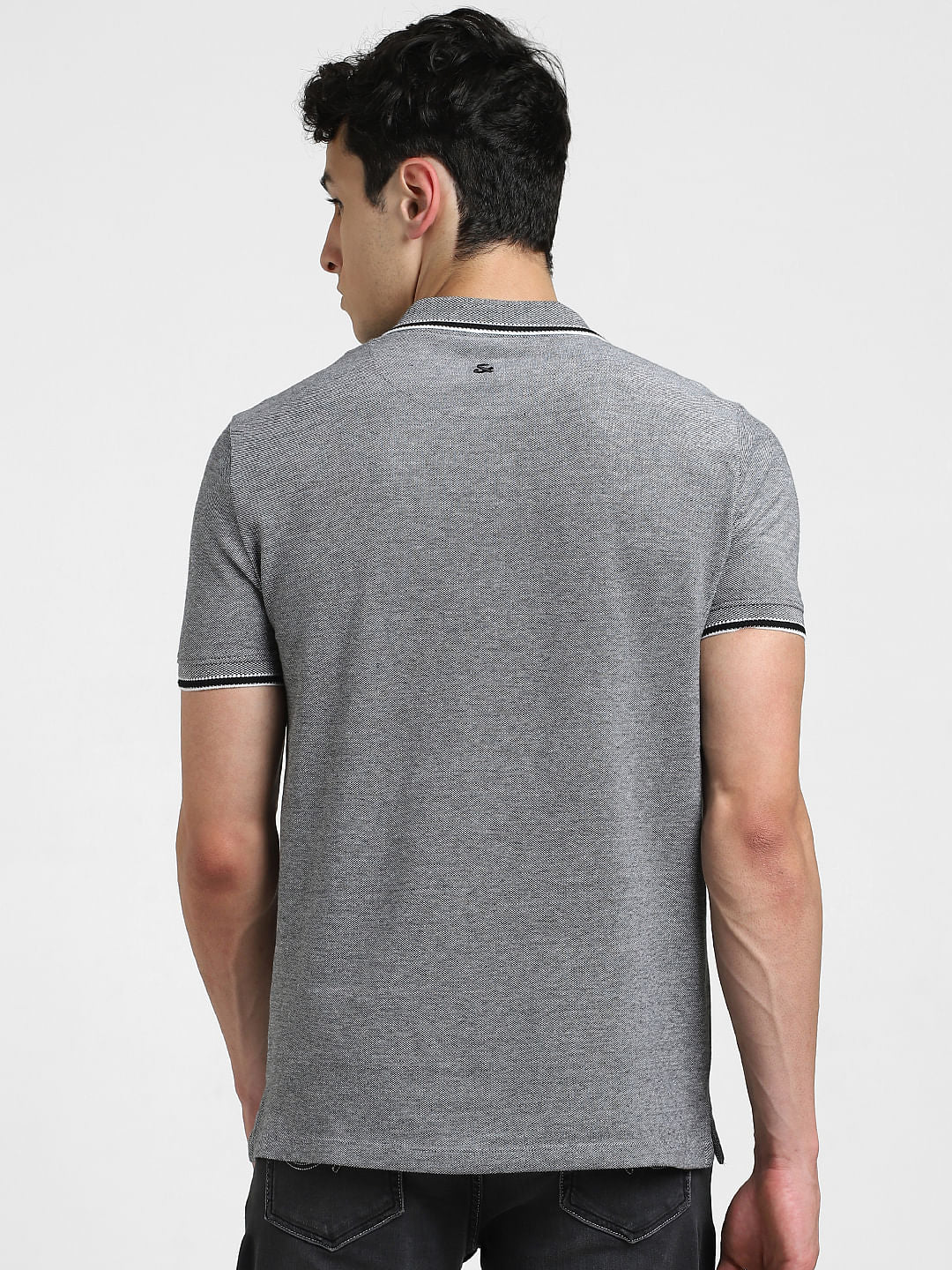 Black Cotton Polo T-shirt