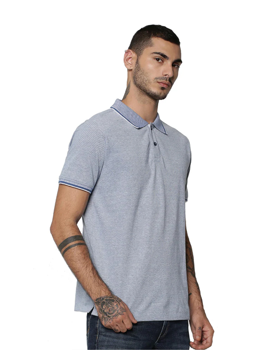 Light Blue Contrast Tipping Polo