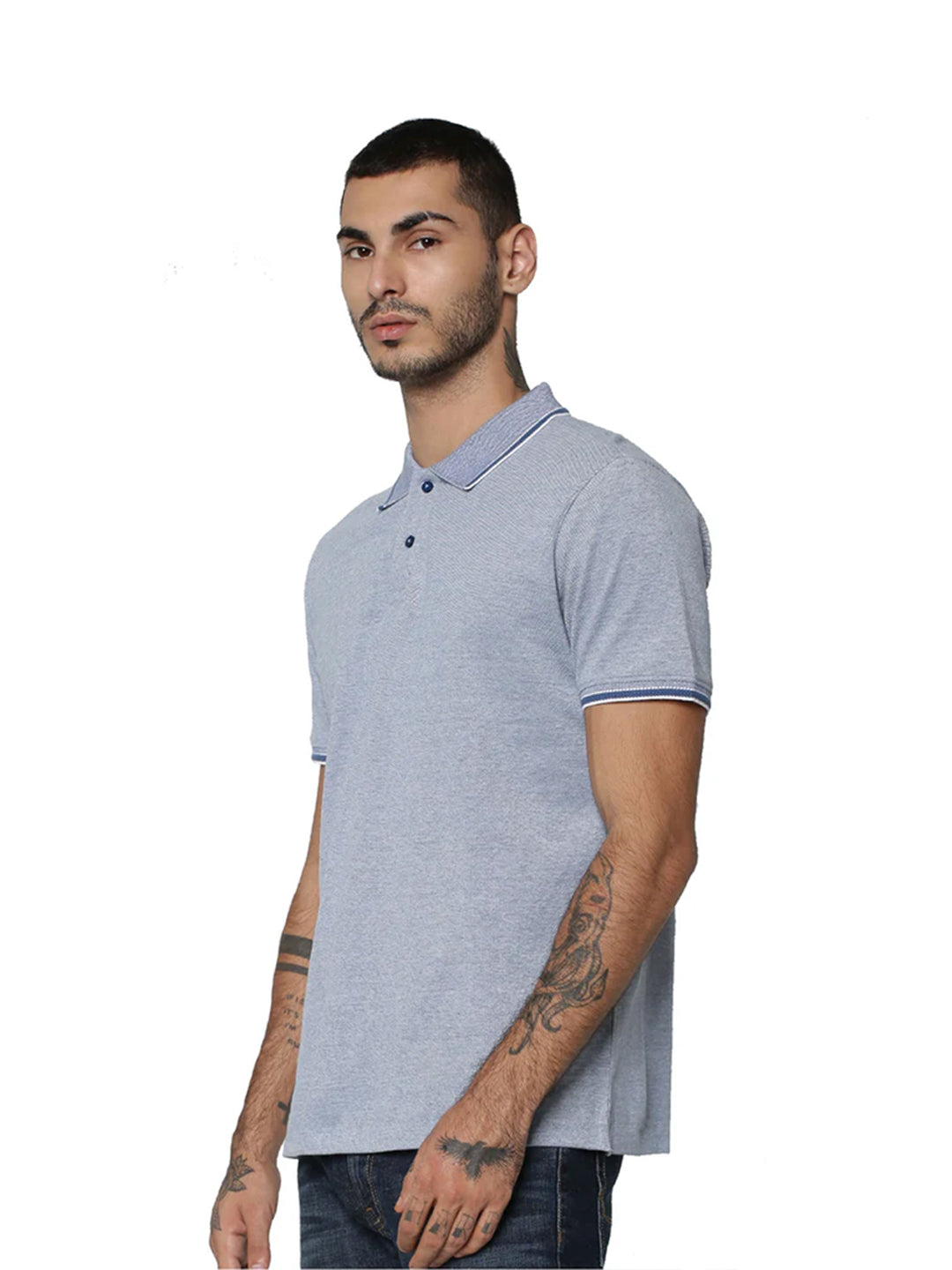 Light Blue Contrast Tipping Polo
