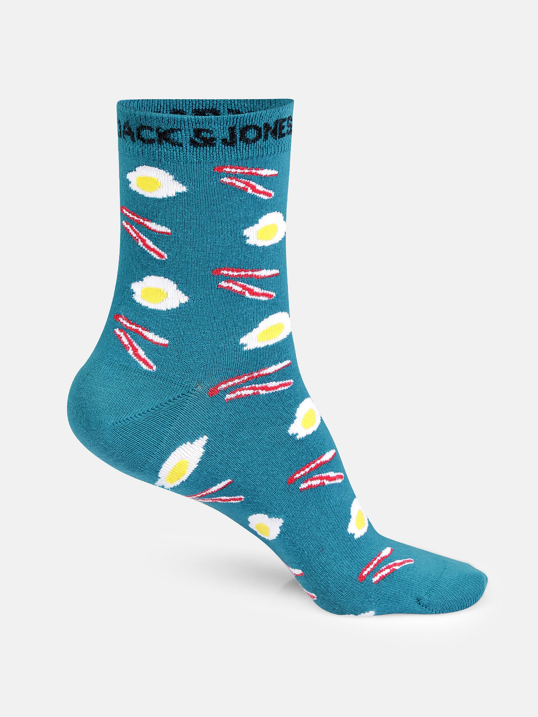 Teal Printed Mid Calf Length Socks