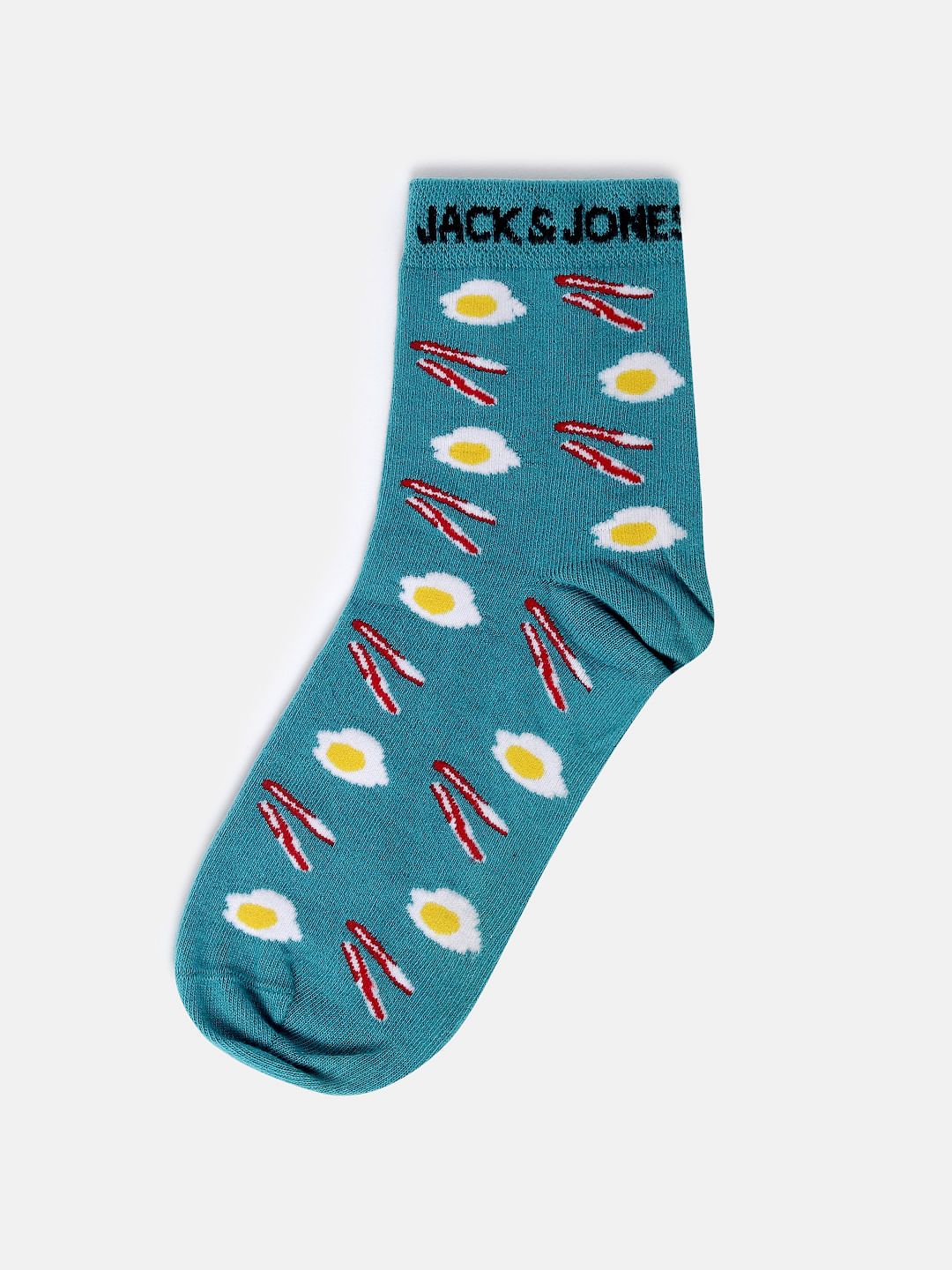 Teal Printed Mid Calf Length Socks