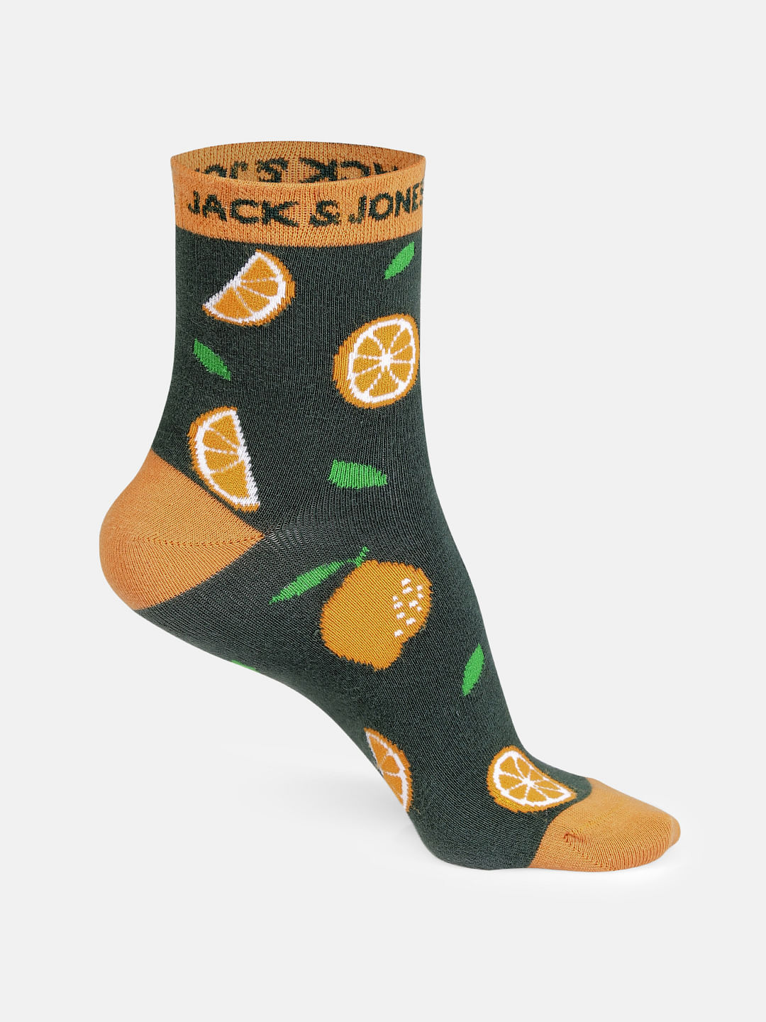 Green Printed Mid Calf Length Socks