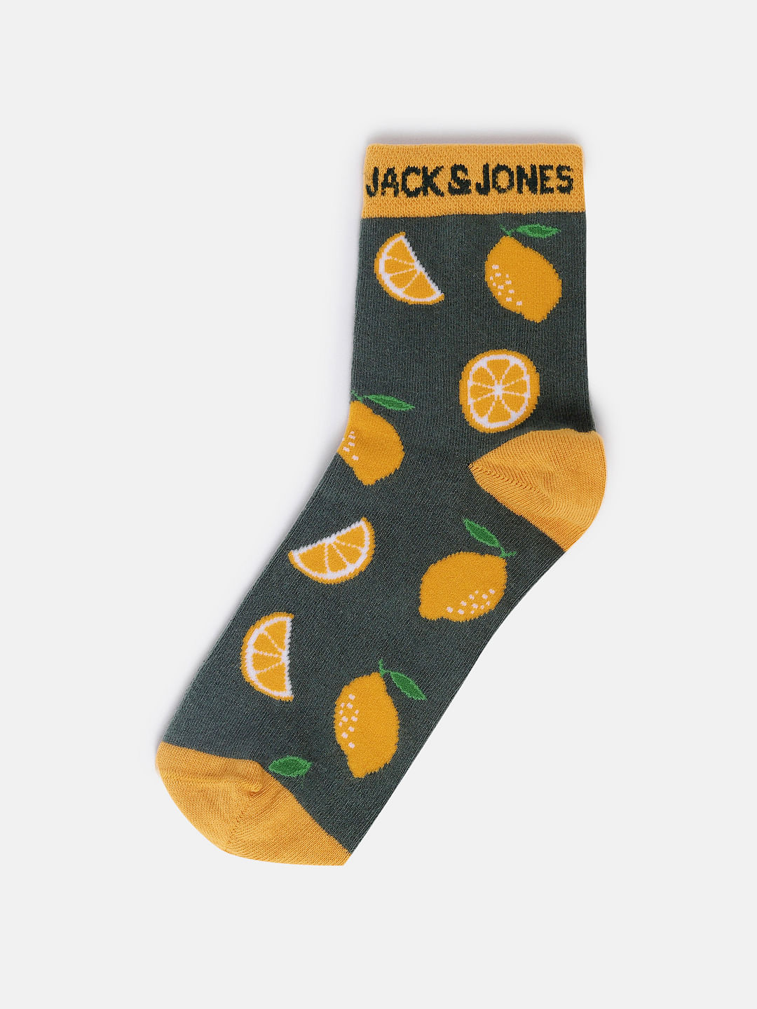 Green Printed Mid Calf Length Socks