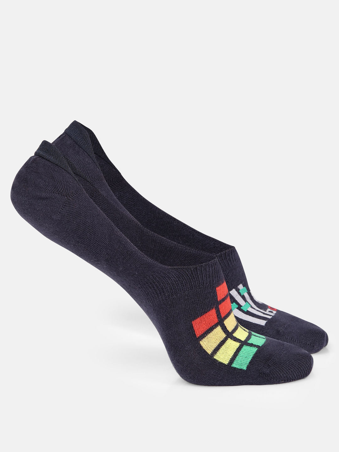 Pack of Two No Show Socks - Black & Blue - ONE