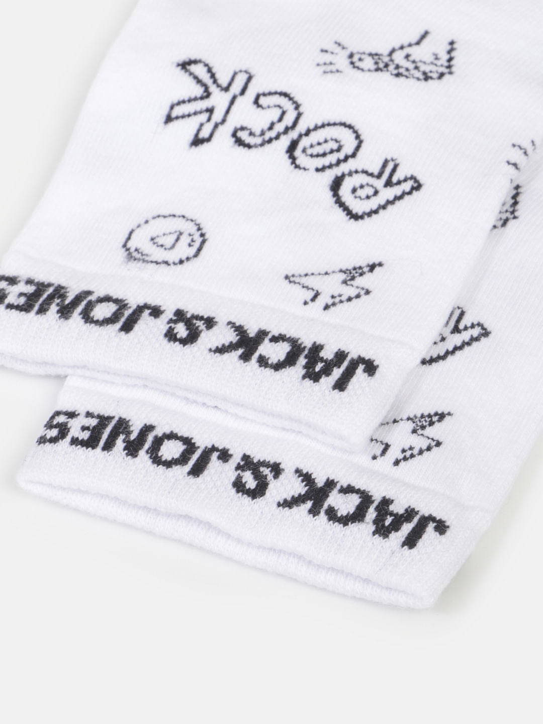 White Printed Mid Calf Length Socks
