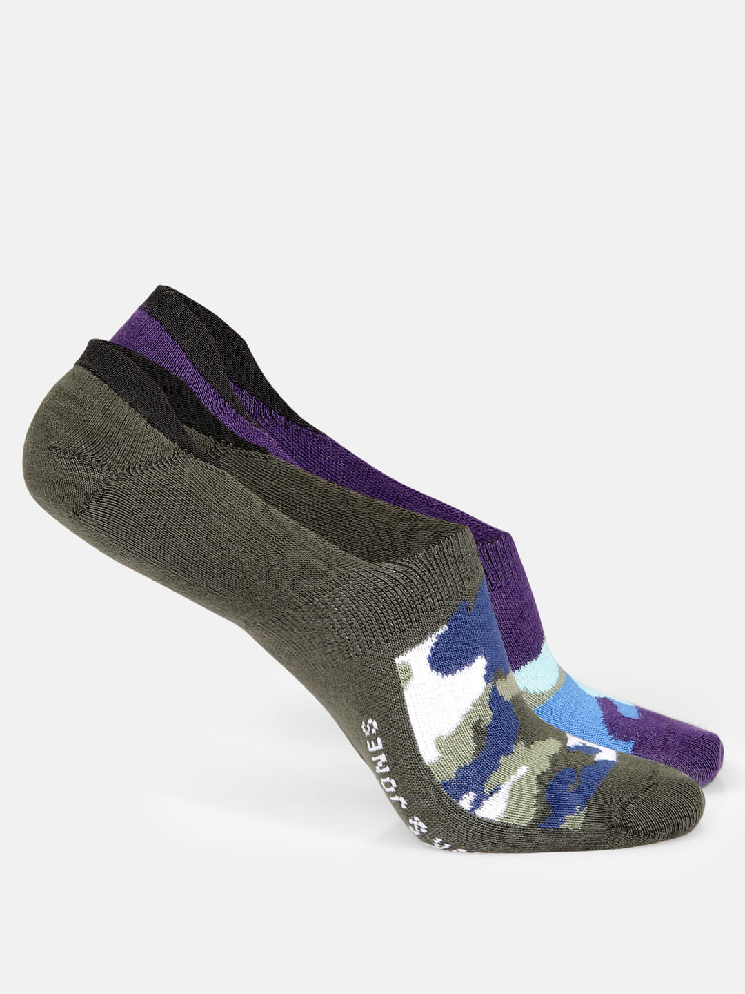 Pack of Two Camo Print No Show Socks - ONE