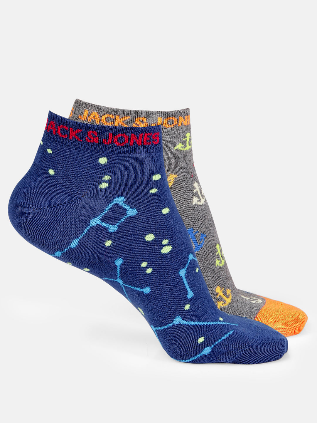 Pack of Two Ankle Length Socks - Blue & Grey - ONE
