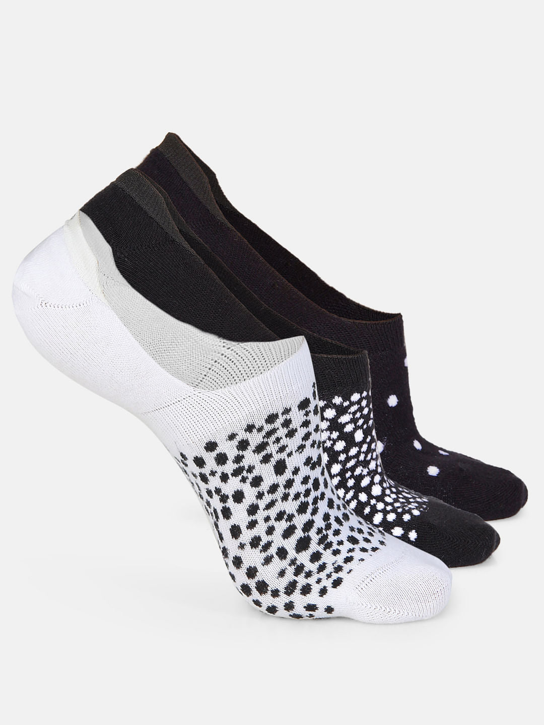 Pack of Three Monochrome No Show Socks - ONE