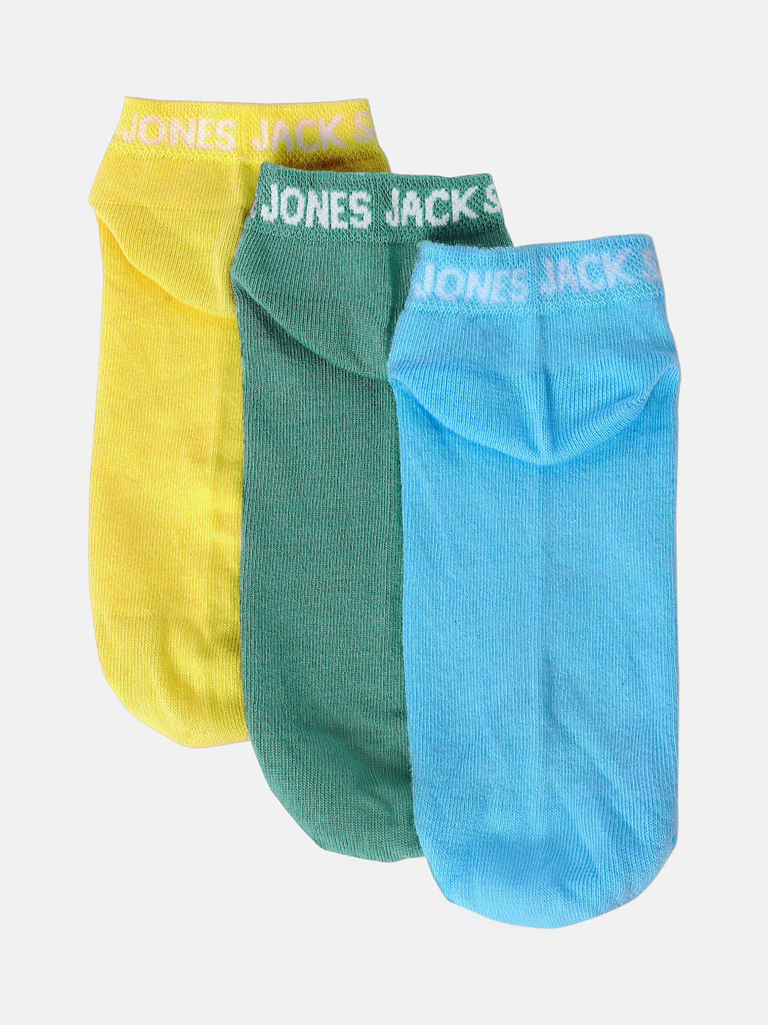 Pack of Three Ankle Length Socks - Blue, Yellow & Green