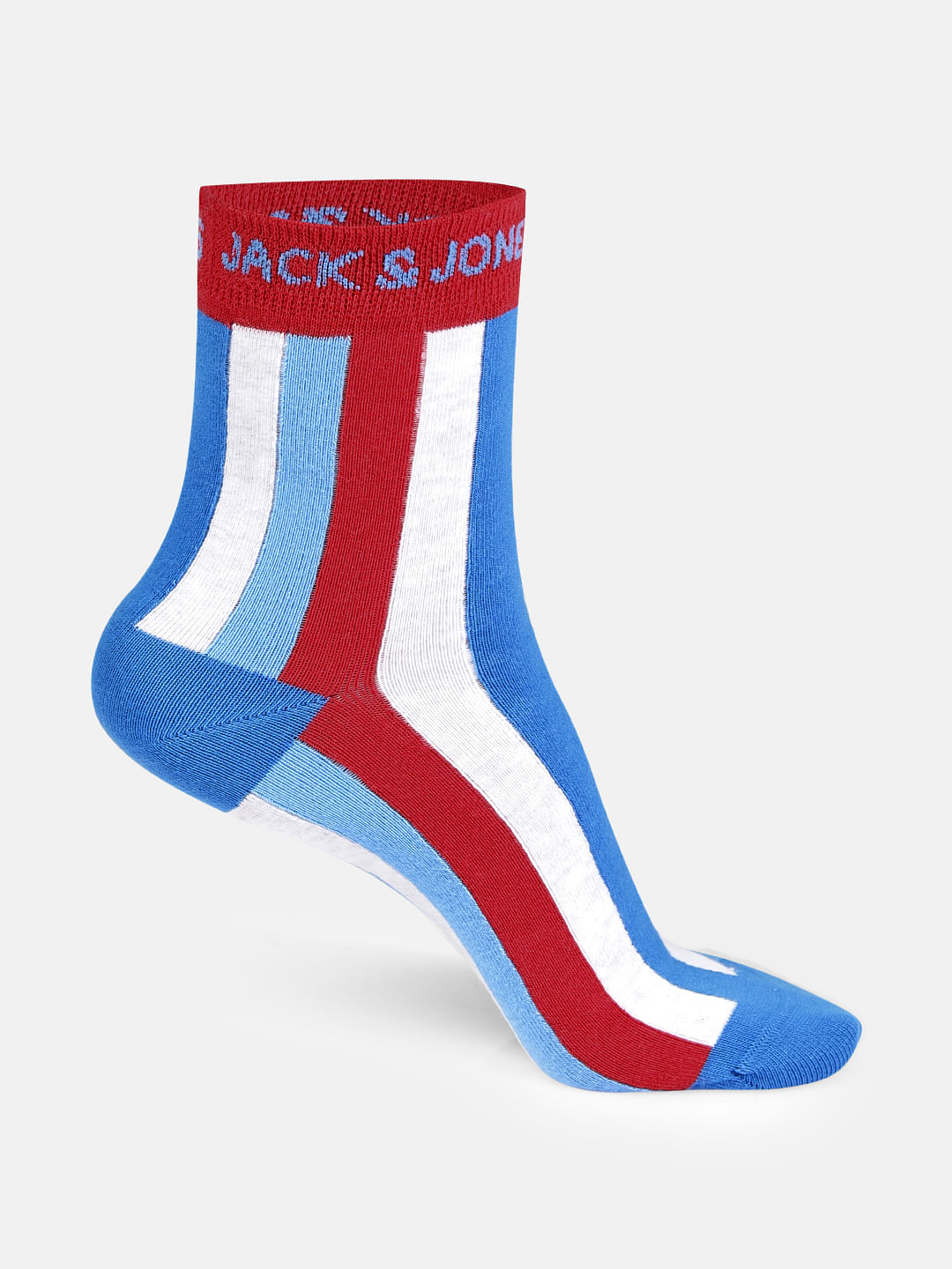 Blue Striped Mid Calf Length Socks