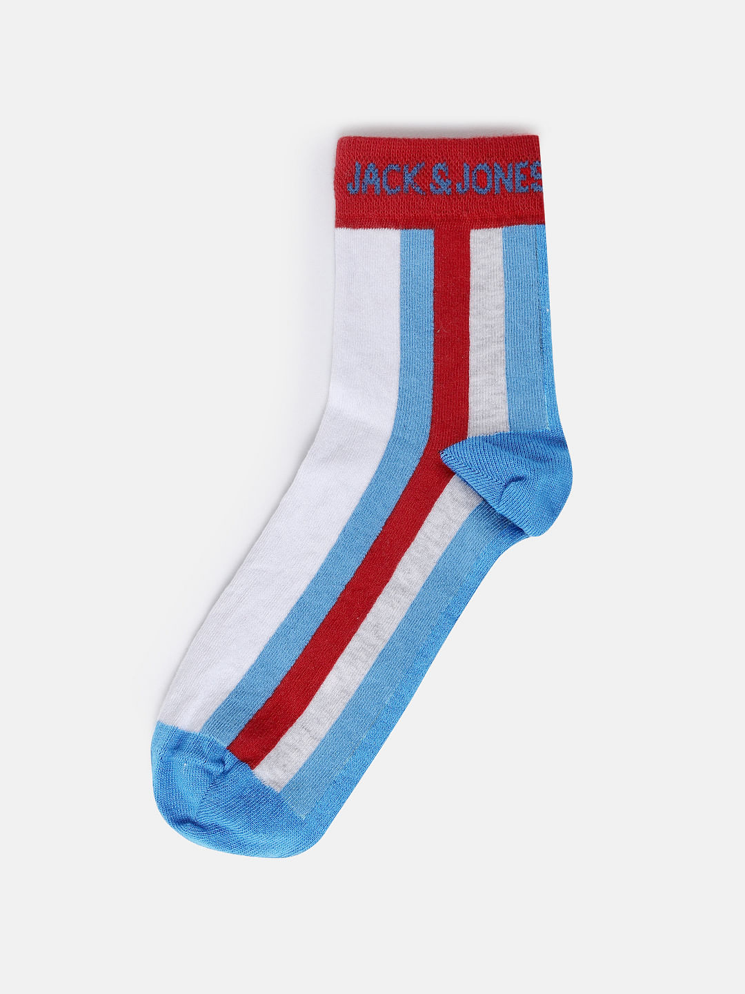 Blue Striped Mid Calf Length Socks