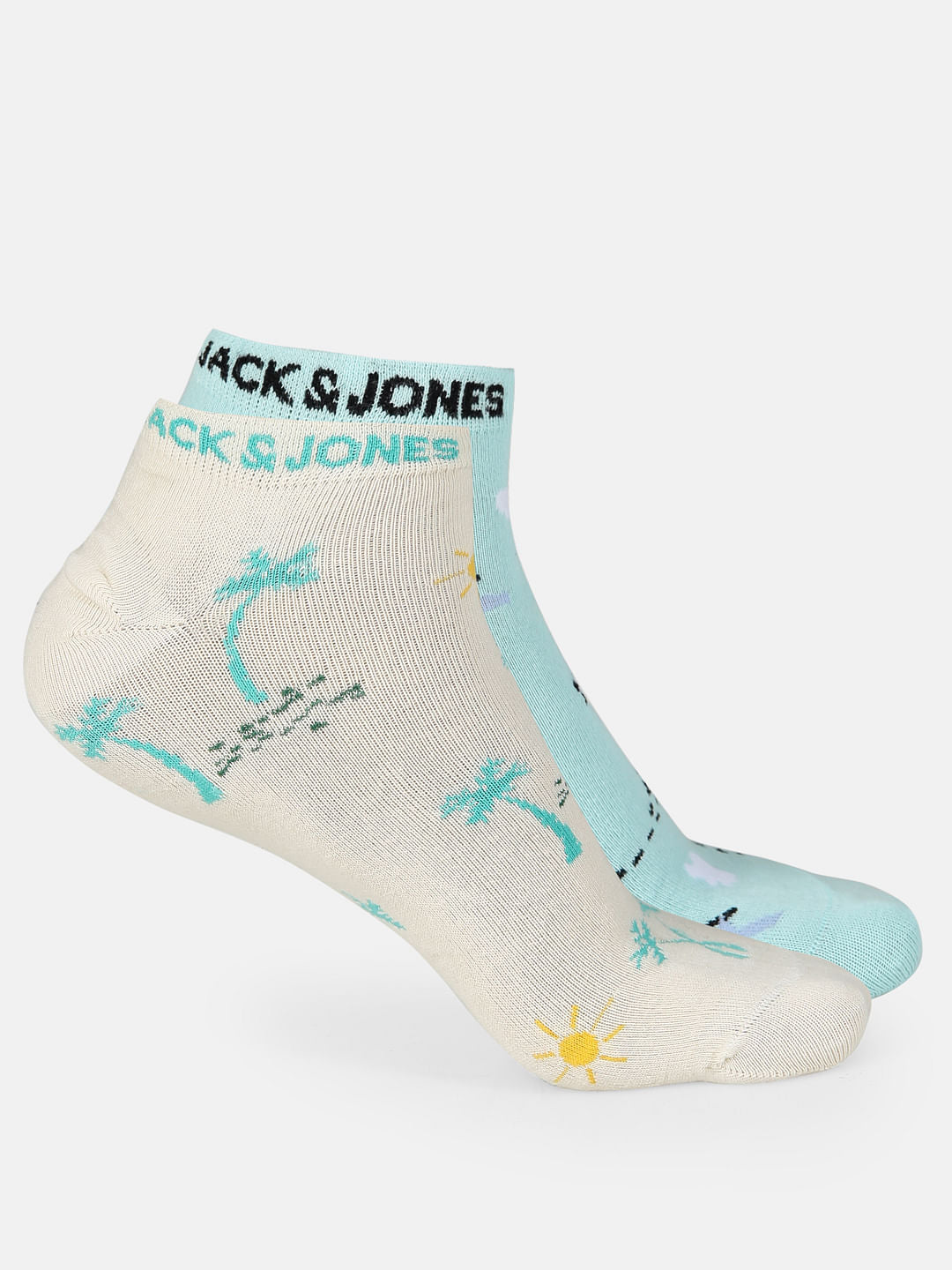 Pack of Two Ankle Length Socks - White & Blue - ONE
