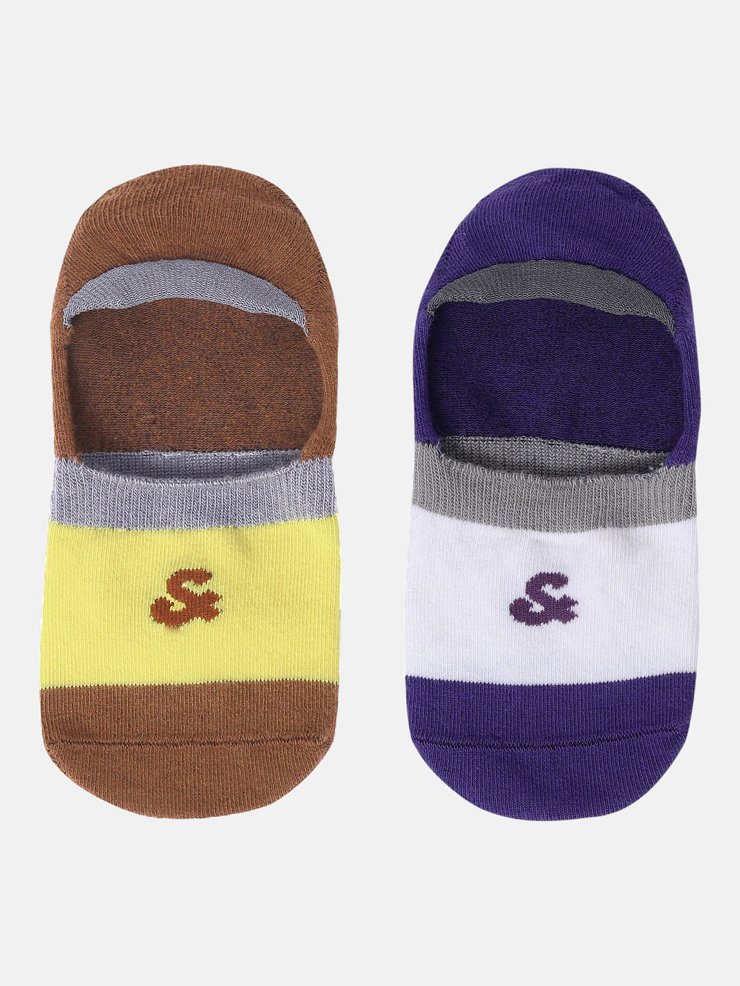 Pack of Two Colourblocked No Show Socks