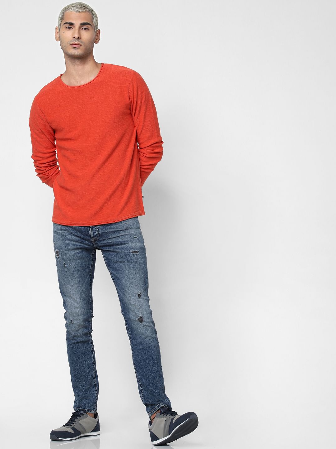Blue Low Rise Ripped Glenn Slim Fit Jeans - 28/30