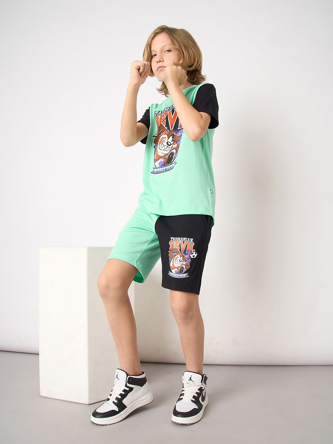 Looney Tunes Sea Green Tasmanian Devil Co-ord Set Shorts - 7/8Y