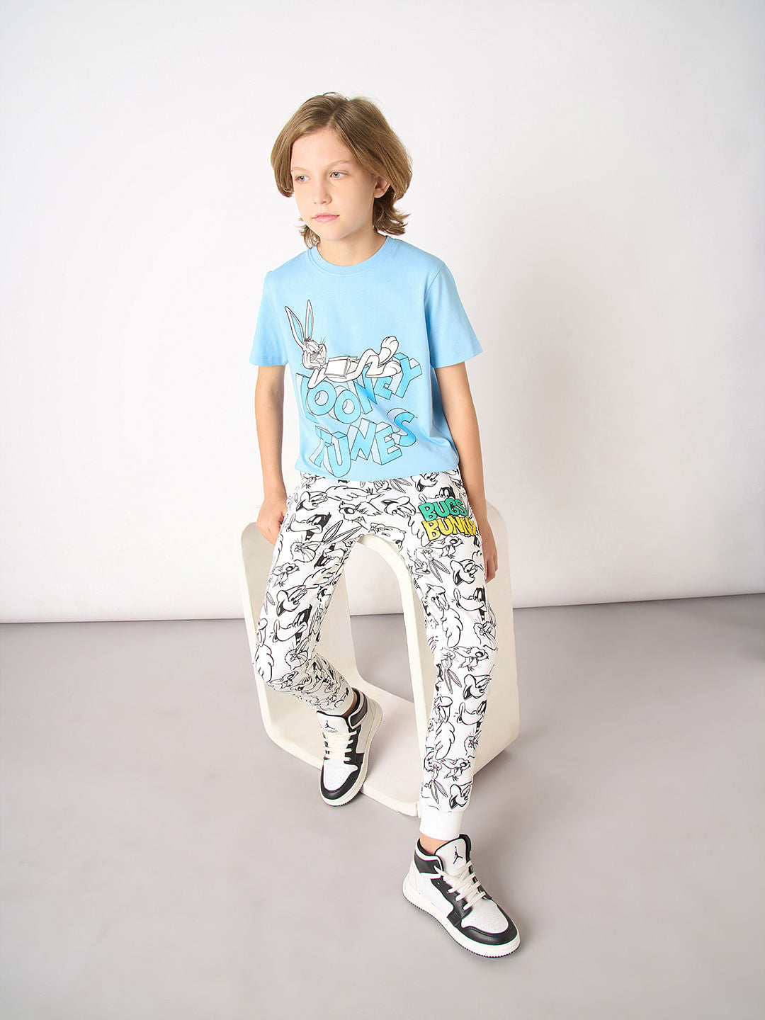 Looney Tunes White Printed Co-ord Set Sweatpants - 4/5Y