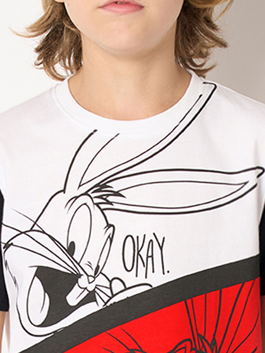 Looney Tunes White Bugs Bunny Colourblocked T-shirt