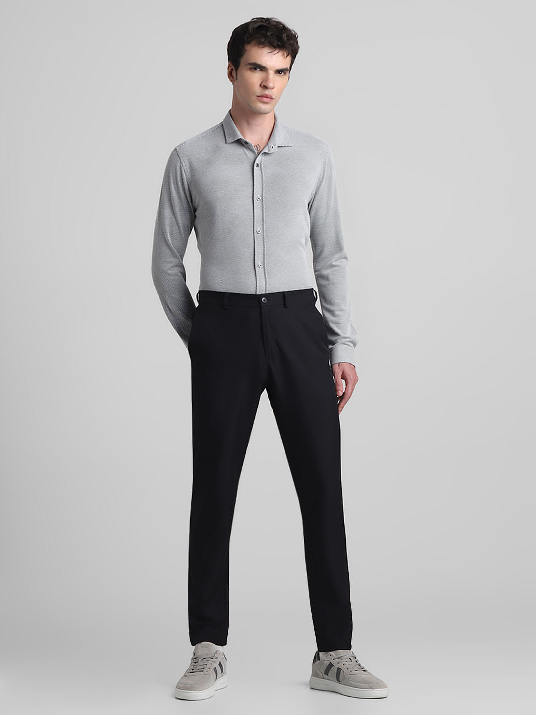 Black Dobby Full Sleeves Shirt