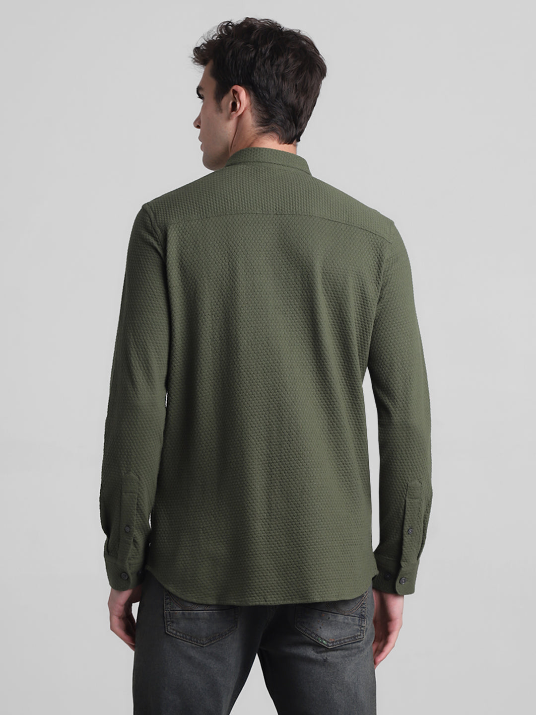 Olive Dobby Full Sleeves Shirt