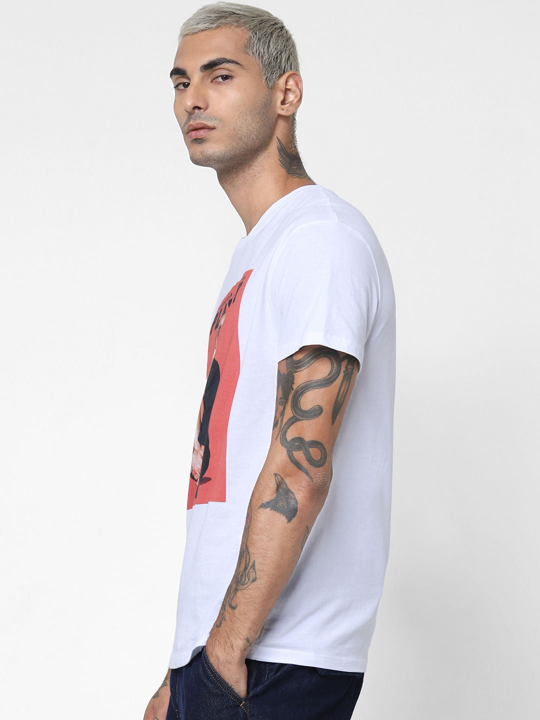 X Playboy White Graphic Print Crew Neck T-Shirt