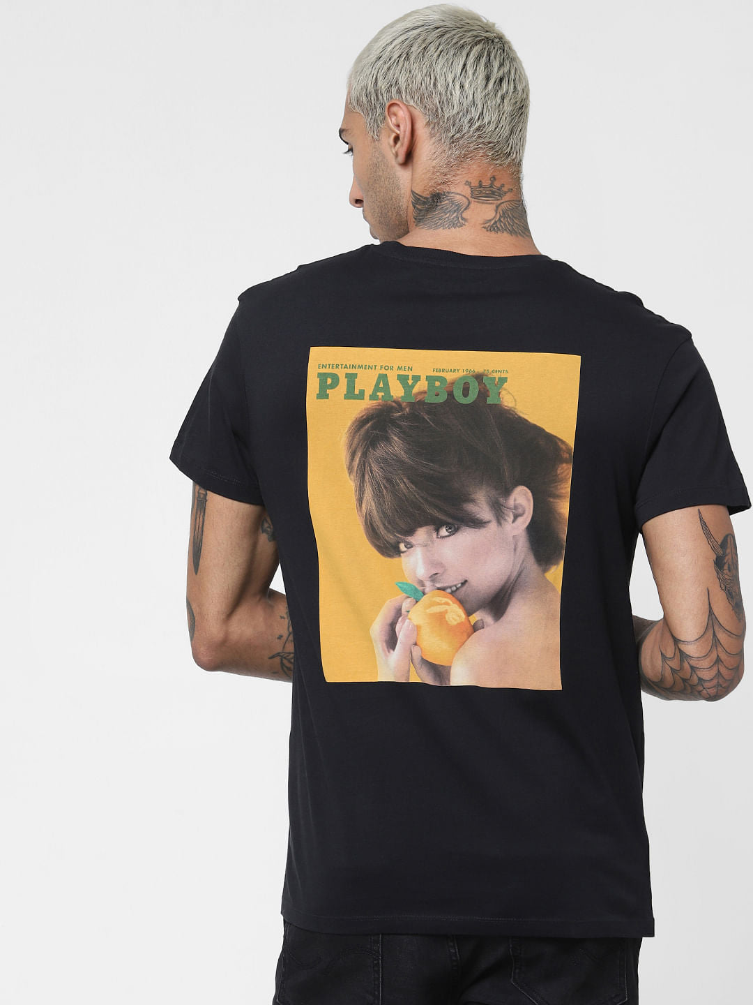 X Playboy Black Graphic Print Crew Neck T-Shirt