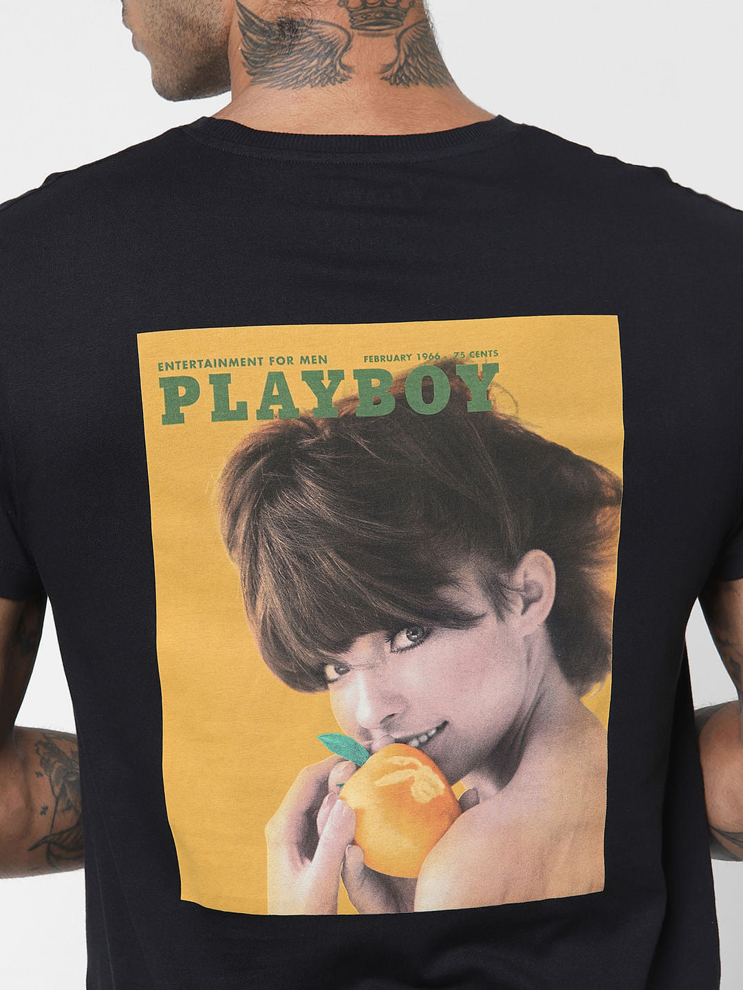 X Playboy Black Graphic Print Crew Neck T-Shirt