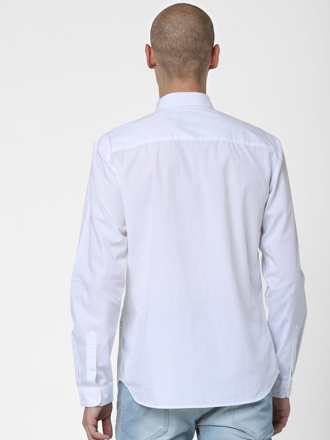 White Patch Print Full Sleeves Shirt