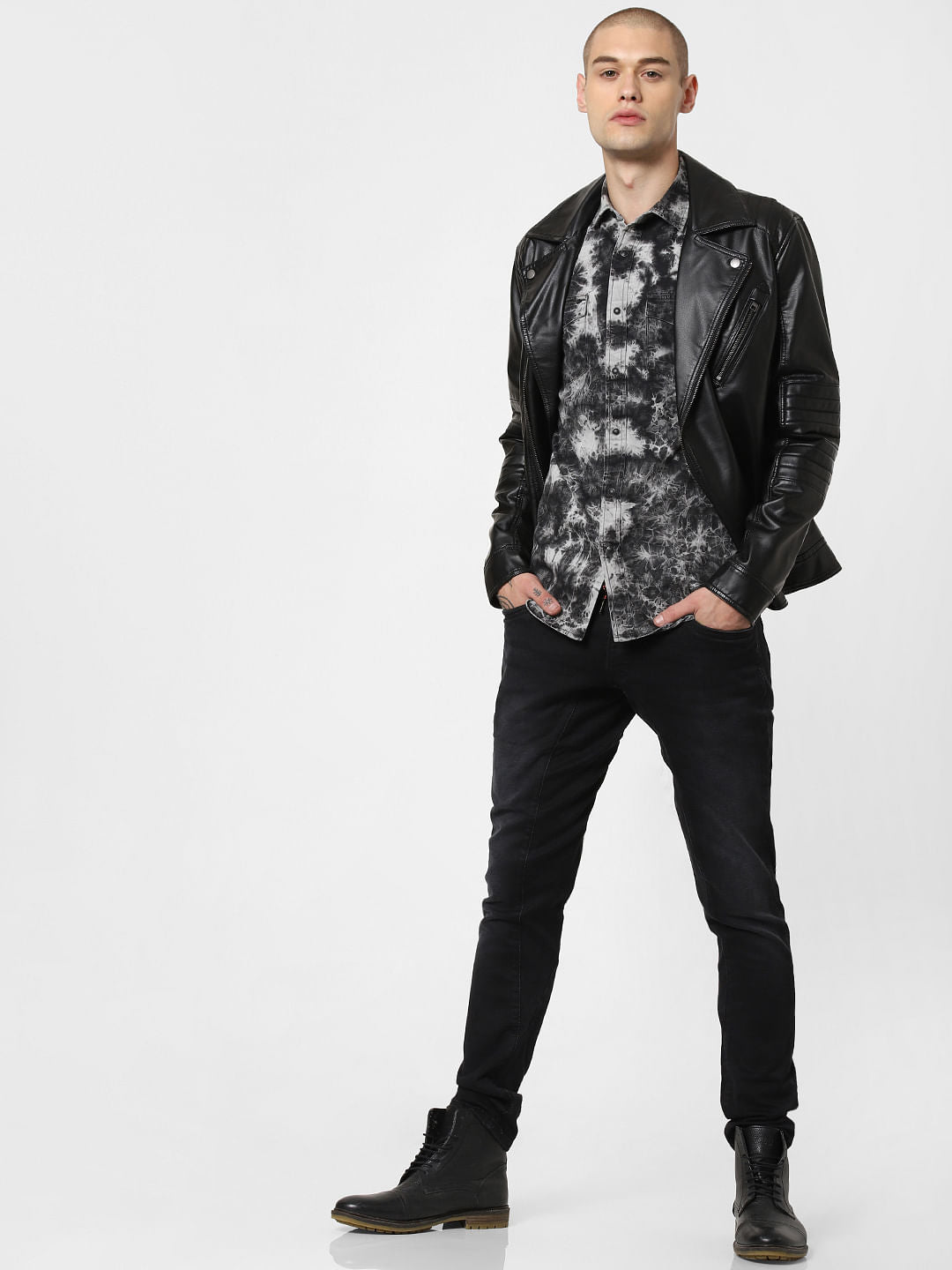 Black All Over Print Full Sleeves Shirt - S