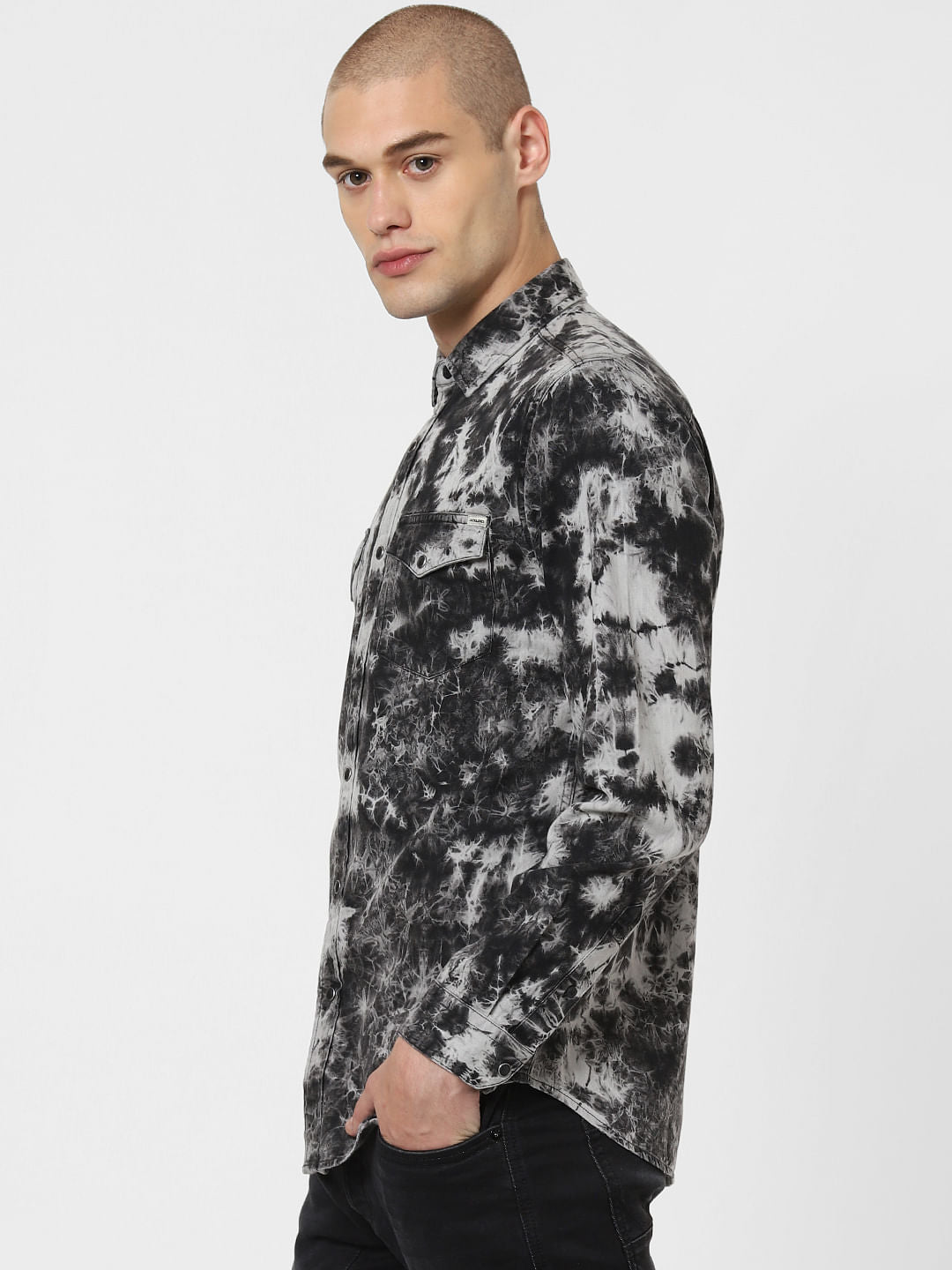 Black All Over Print Full Sleeves Shirt