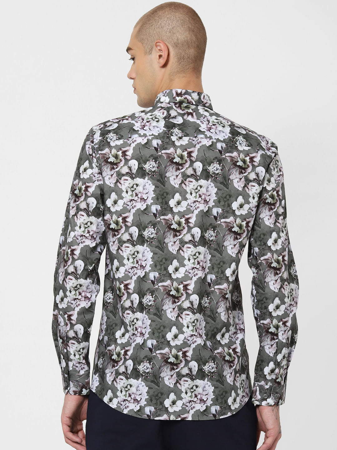 Green Floral Print Full Sleeves Shirt