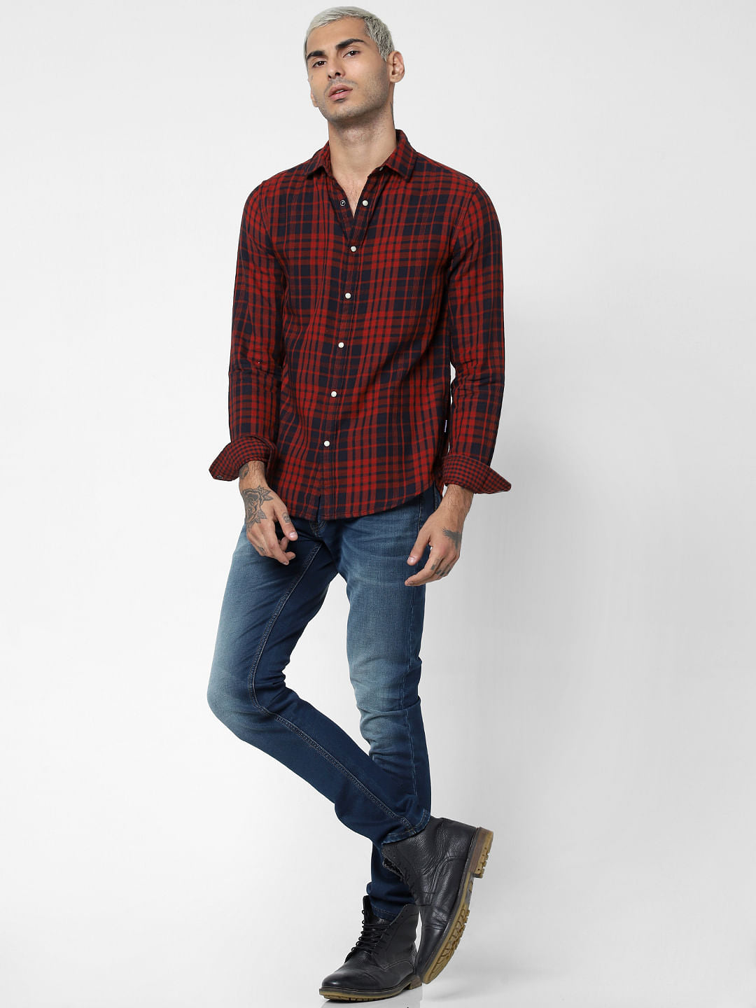 Red Check Full Sleeves Shirt