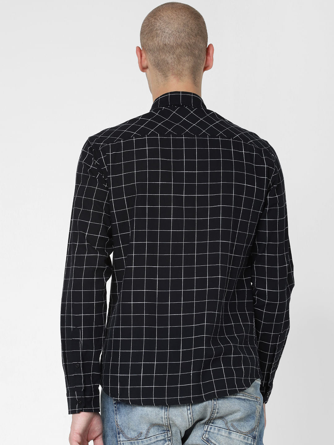 Black Check Print Full Sleeves Shirt